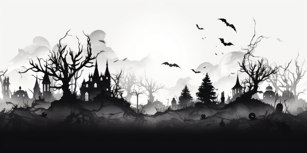 Photo halloween on a white background simple black and white coloring pages generative ai