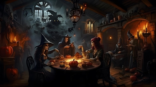 Foto halloween witch sfondo giorno della carta da parati morta teschio spettrale orrore birra birra