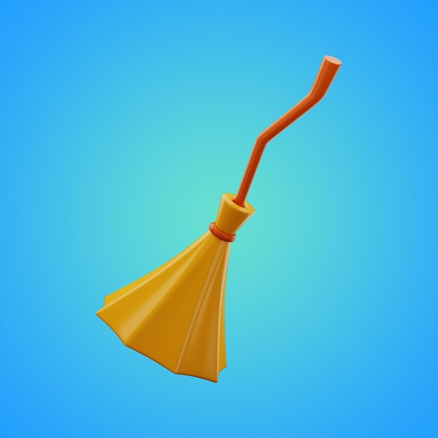 Foto halloween witch broom icon set rendering 3d su sfondo isolato