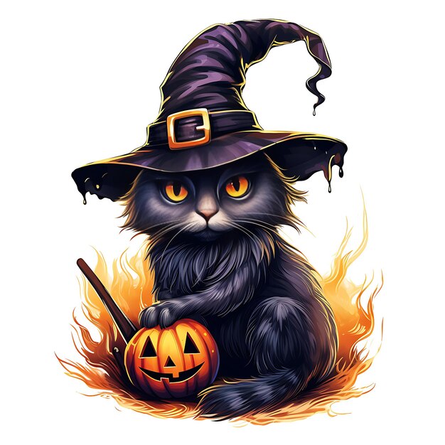 Foto halloween witch cat waterverf clipart