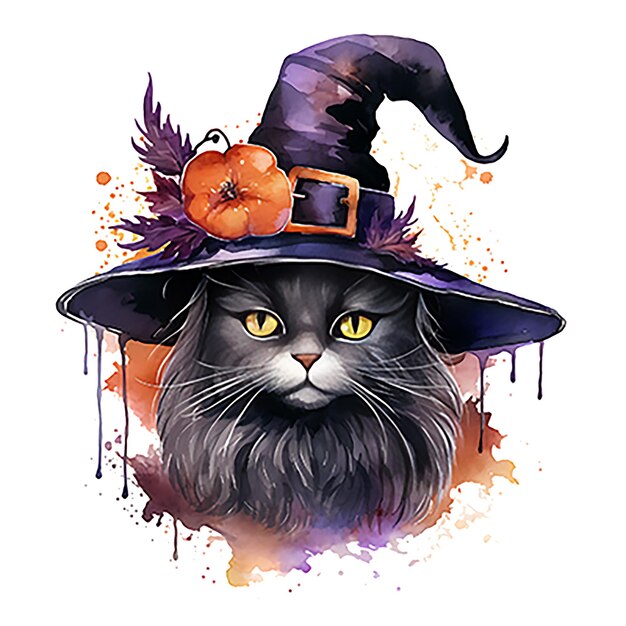 Foto halloween witch cat waterverf clipart