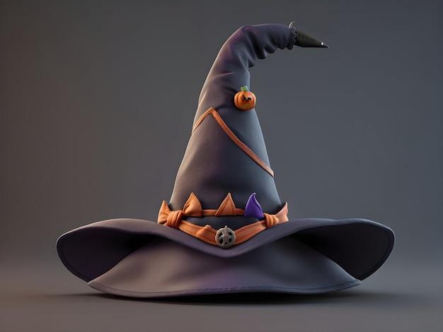 Foto rendering 3d del cappello da strega di halloween