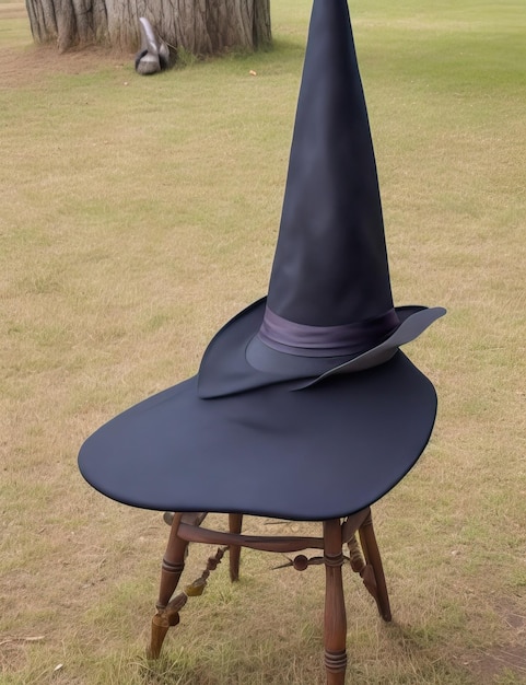 A halloween witch hat on chair