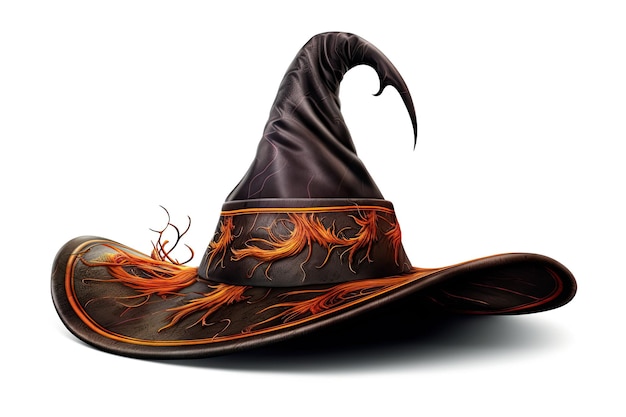 Halloween witch hat on isolated white background