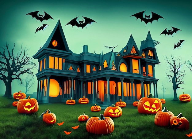 Halloween witch house background