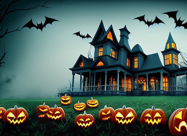 Halloween witch house background