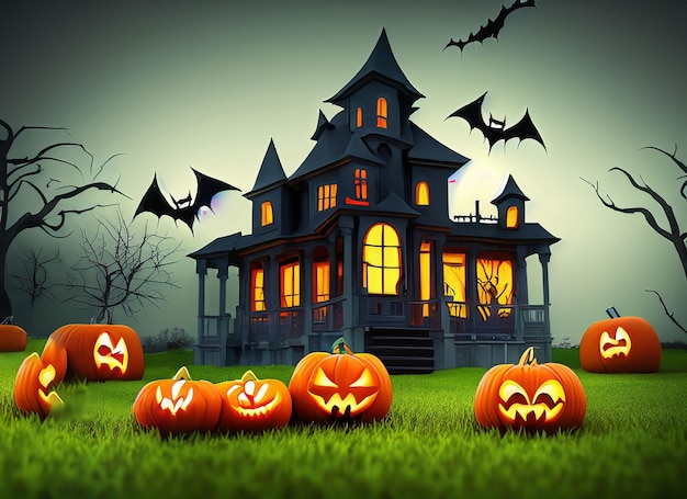 Halloween witch house background