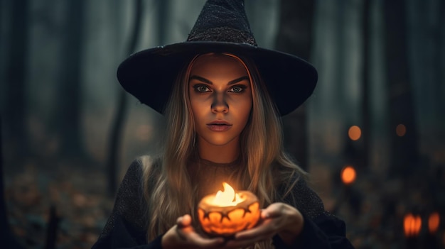 Halloween witch Illustration AI Generative