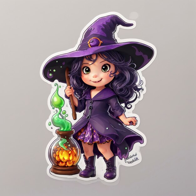 Halloween Witch Sticker Design