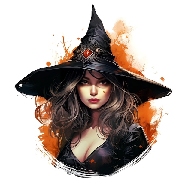 Halloween witch on white background