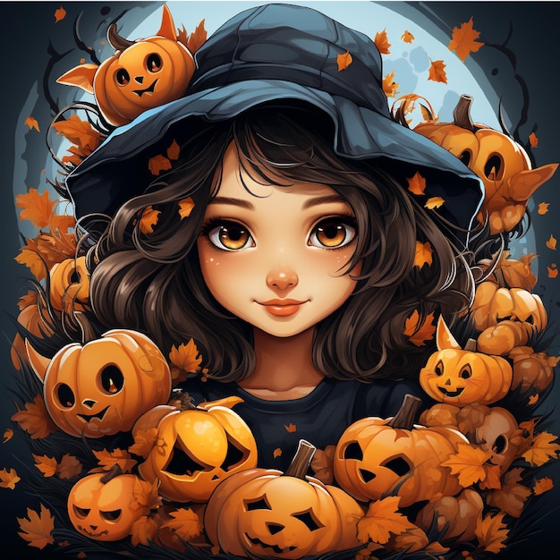 halloween witch with pumpkin