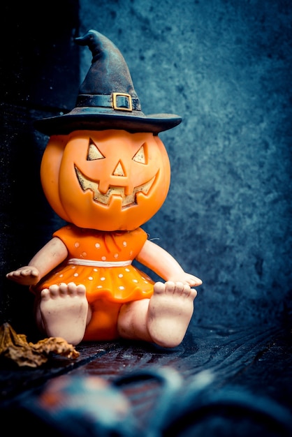 halloween with copy space and pumpkin