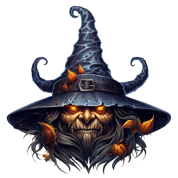 Halloween wizard hat on white background