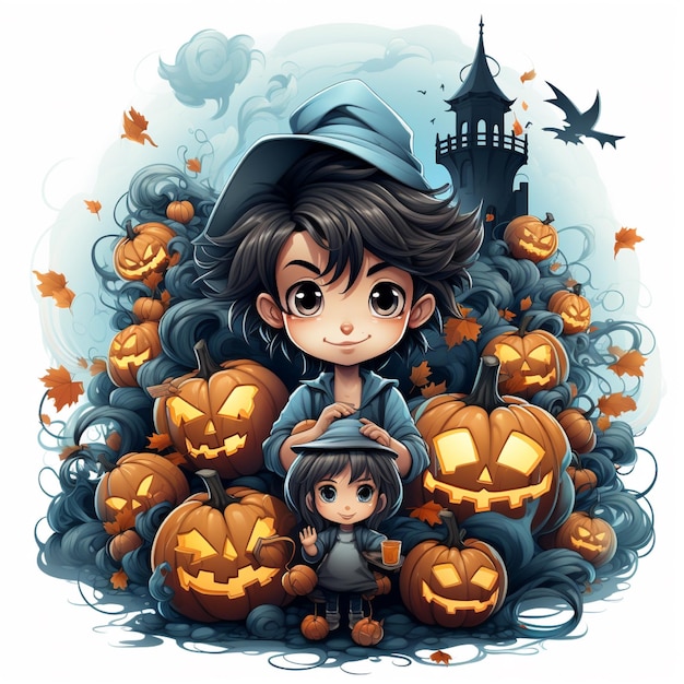 halloween wizard with pumpkin