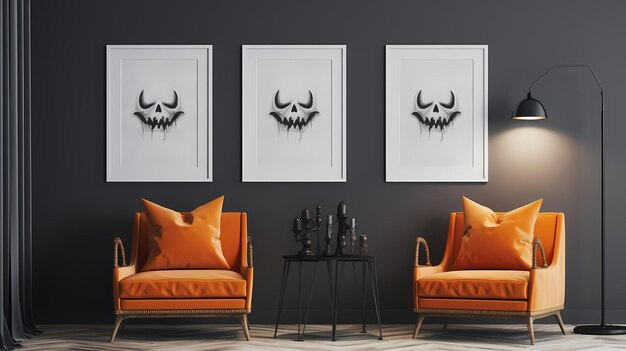 Halloween woonkamer mock-up frames