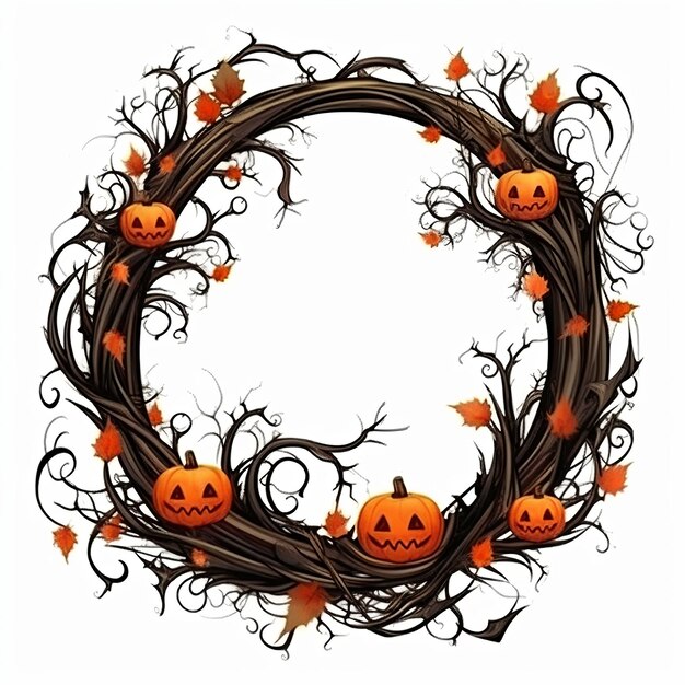 Halloween wreath halloween frame Generative ai