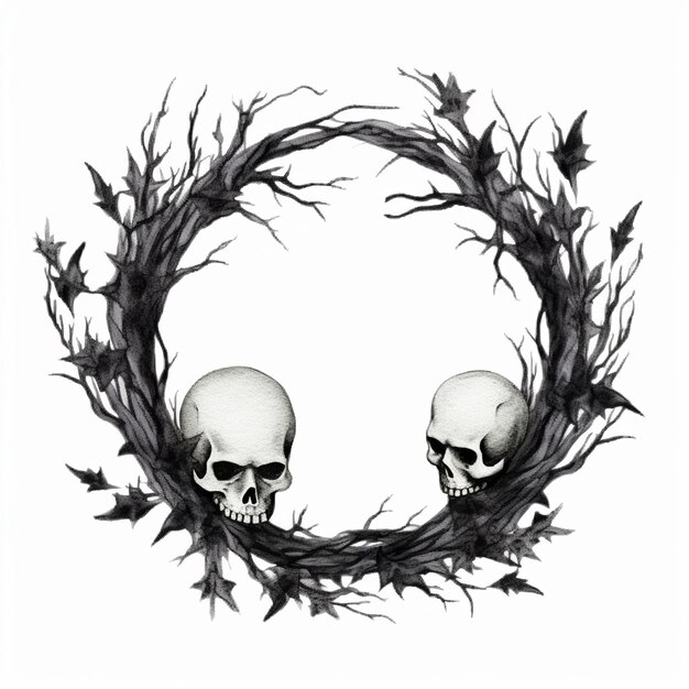 Halloween wreath halloween frame Generative ai