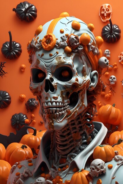 Halloween zombie halloween zombie background 3d illustration of halloween zombie halloween background ai generative