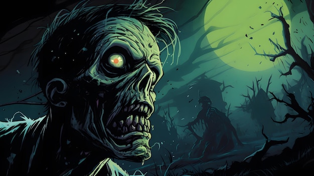 Halloween zombie monster illustration for background or wallpaper