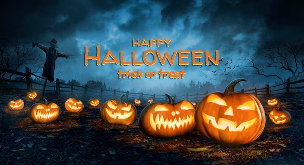 Halloweenbanner met pompoenen