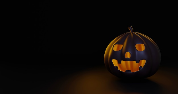 Концепция дня Хэллоуина Милый фонарь Джека О, тыквенное привидение со световым 3D-рендерингом