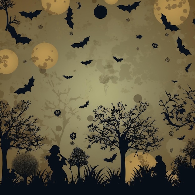 Halloweenthemed wallpaper featuring eerie elements and enchanting imagery background