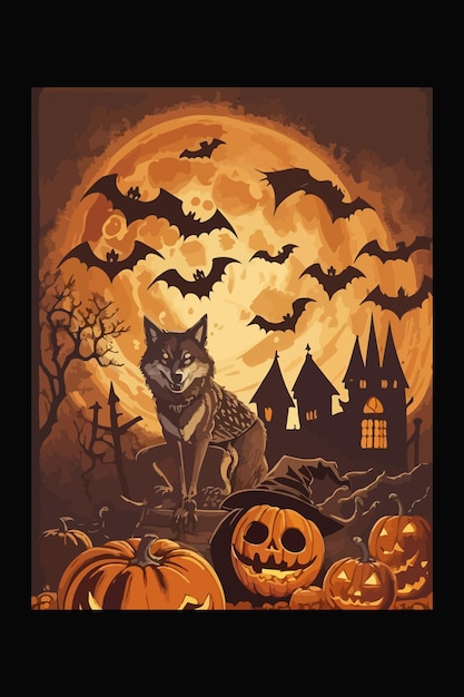 hallowen celebration with horror pumpkin vector illustration isolated with scary background