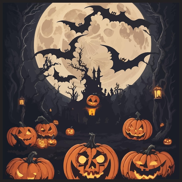 hallowen celebration with horror pumpkin vector illustration isolated with scary background