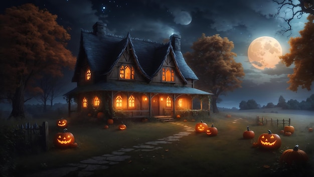 Hallowen pumpkin moonlight background