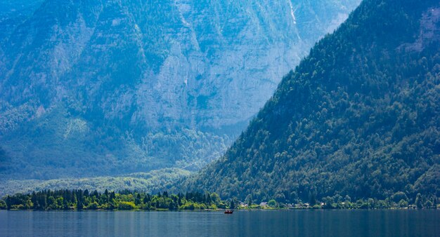 Hallstatt village on Hallstatter lake in Austrian Alps