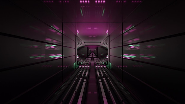 Photo hallway illuminated with neon lights 4k uhd 3d illustration