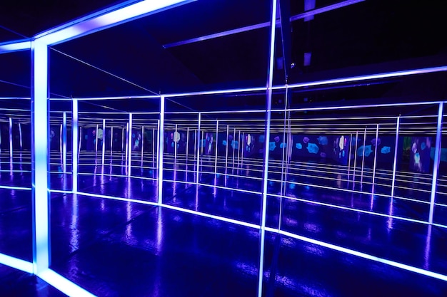 Hallway of infinity mirrors and lights