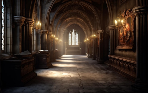 A hallway in a medieval church