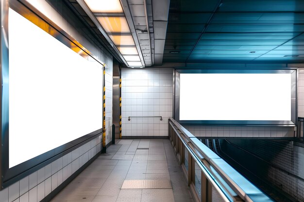 Photo a hallway with a window that has a light on it