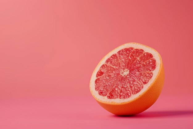 Половинный грейпфрут на розовом фоне