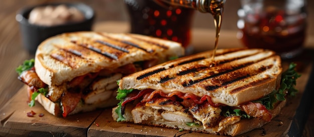 Halved Sandwich on Cutting Board