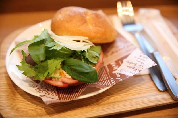 Ham bagel in japanese style