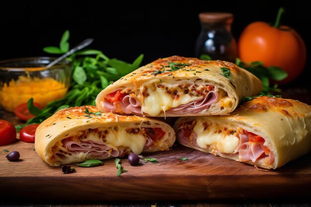 Ham and Cheese Stromboli Italian Food