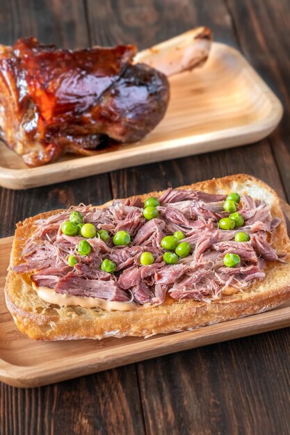 Ham hock meat sandwich