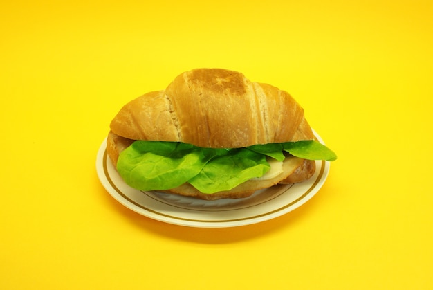 Ham sandwich with cheese and lettuce