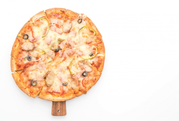 Photo ham and sausage pizza