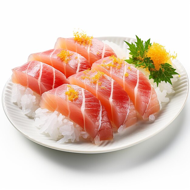 Hamachi Yellowtail Sushi on White Background Commercial