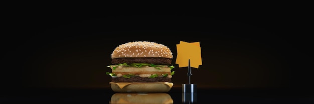 ハンバーガーの3Dレンダリング