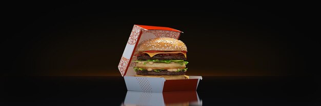 ハンバーガーの3Dレンダリング