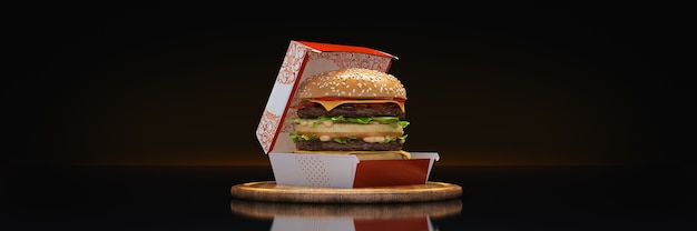 ハンバーガーの3Dレンダリング