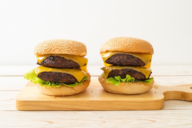 hamburger or beef burgers with cheese - unhealthy food style