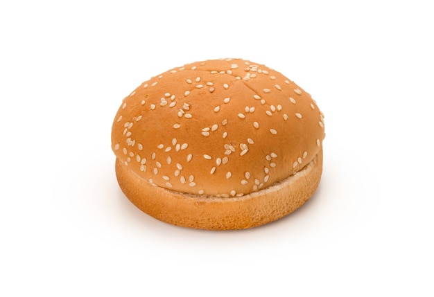 Hamburger bread on isolated white background