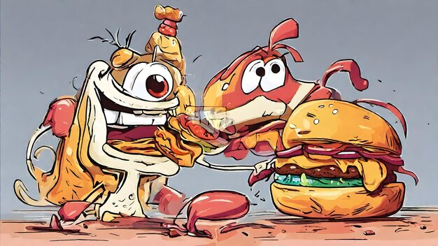 Hamburger Cartoon Wallpaper En Achtergrond Erg Cool