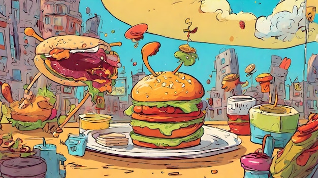 Hamburger Cartoon Wallpaper En Achtergrond Erg Cool