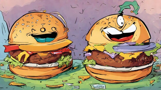 Hamburger Cartoon Wallpaper En Achtergrond Erg Cool